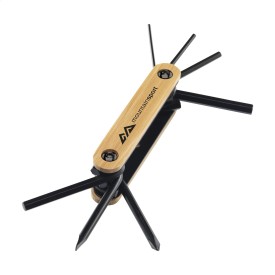 Black Tool multitool - staal en bamboe - 7-delig - in doosje