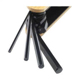Black Tool multitool - staal en bamboe - 7-delig - in doosje