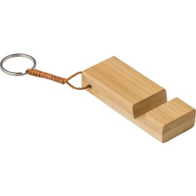 Kian sleutelhanger - bamboe - 8 cm - met telefoonhouder