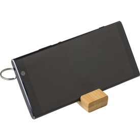 Kian sleutelhanger - bamboe - 8 cm - met telefoonhouder