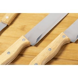 Barbecueset - bamboe en metaal - 3-delig - in etui