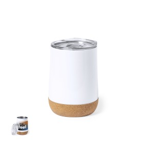 Barker thermosbeker 330 ml - RVS en kurk - glanzend wit