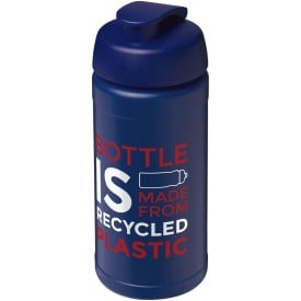 Baseline 500 ml gerecyclede drinkfles met klapdeksel-Blauw, blauw