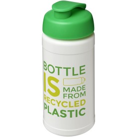 Baseline 500 ml gerecyclede drinkfles met klapdeksel-Wit, groen