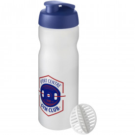 Baseline® Plus 650 ml sportfles met shaker bal-Blauw, frosted transparant