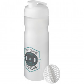 Baseline® Plus 650 ml sportfles met shaker bal-Wit, frosted transparant