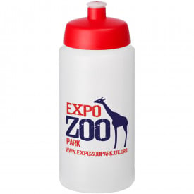 Baseline® Plus grip 500 ml sportfles met sportdeksel-Transparant,rood