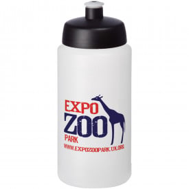 Baseline® Plus grip 500 ml sportfles met sportdeksel-Transparant,zwart