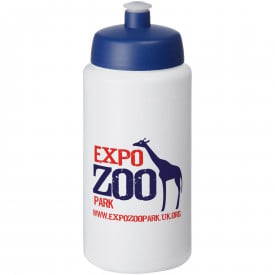 Baseline® Plus grip 500 ml sportfles met sportdeksel-Wit,blauw