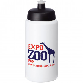 Baseline® Plus grip 500 ml sportfles met sportdeksel-Wit,zwart