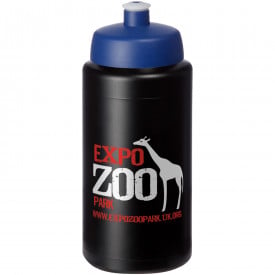 Baseline® Plus grip 500 ml sportfles met sportdeksel-Zwart,blauw