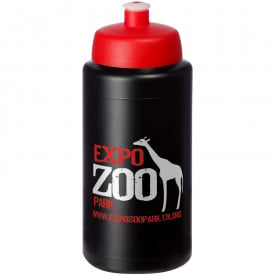 Baseline® Plus grip 500 ml sportfles met sportdeksel-Zwart,rood