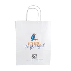 Basic papieren tas 90 g/m² - A5+ - 18 x 8 x 22 cm - wit/bruin - gedraaid koord