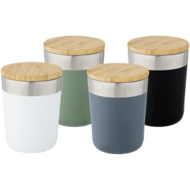 Beker 300ml - RVS - kopergeïsoleerd - vacuüm - met bamboe deksel
