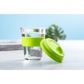 Durnox beker 350 ml - glas/siliconen - anti-verbrandingsstrip