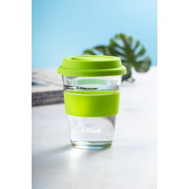 Durnox beker 350 ml - glas/siliconen - anti-verbrandingsstrip