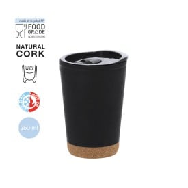 Doyle beker 260 ml - gerecycled PP/kurk - dubbelwandig