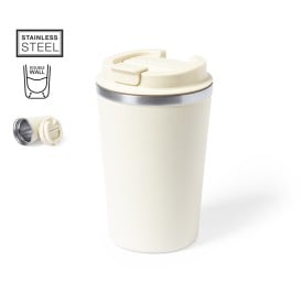 Koffiebeker vicuit 350ml - RVS - dubbelwandig - matte kleur - afsluitbaar