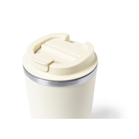 Koffiebeker vicuit 350ml - RVS - dubbelwandig - matte kleur - afsluitbaar