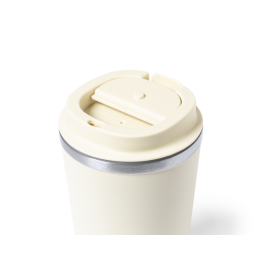 Koffiebeker vicuit 350ml - RVS - dubbelwandig - matte kleur - afsluitbaar