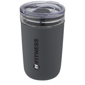 Bello 420 ml glazen beker met buitenwand van gerecycled plastic