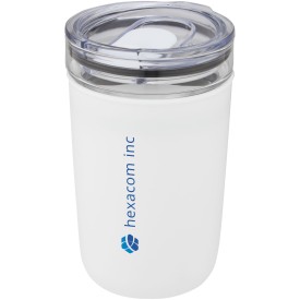 Bello 420 ml glazen beker met buitenwand van gerecycled plastic-Wit