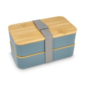 Bento lunchbox - gerecycled PP - elastische sluiting-Pastel blauw