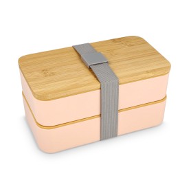 Bento lunchbox - gerecycled PP - elastische sluiting-Pastel rose