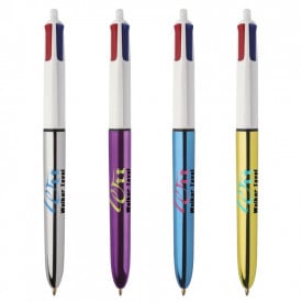 BIC® 4 colours balpen - kunststof - zwart / blauw / rood / groen - metallic