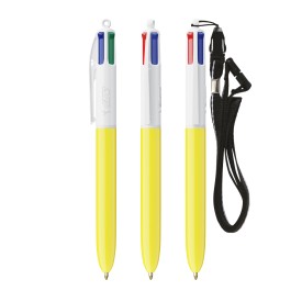 BIC 4 Color Basic balpen + keycord-Wit/geel
