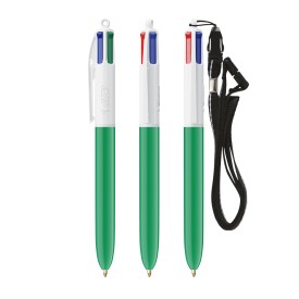BIC 4 Color Basic balpen + keycord-Wit/groen