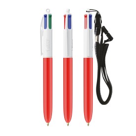 BIC 4 Color Basic balpen + keycord-Wit/rood