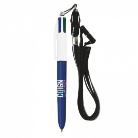 BIC® 4 colours balpen - kunststof - met lanyard