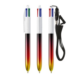 BIC® 4 Colours® balpen - kunststof - vlag design - met lanyard