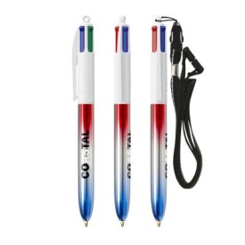 BIC® 4 Colours® Flags Collection + lanyard-Rood - zilver - blauw