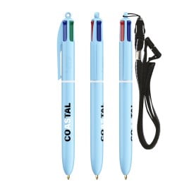BIC® 4 Colours® Pastel balpen - kunststof - met lanyard