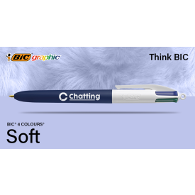 BIC® 4 Colours® balpen - gerecycled kunststof - soft touch - met lanyard