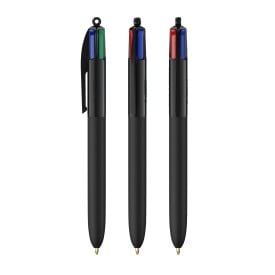 BIC® 4 Colours® balpen - gerecycled kunststof - soft touch - met lanyard