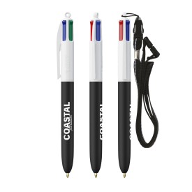 BIC® 4 Colours Soft with Lanyard-White/black soft