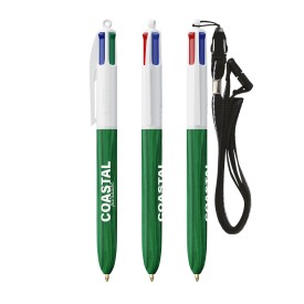 BIC® 4 Colours Wood Style with Lanyard-White/green wood