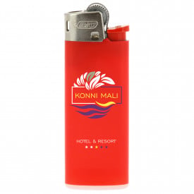 BIC J25 aansteker mini-Red body, white base, red fork, chrome hood