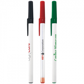 BIC® Round stic® balpen - kunststof - zwarte, blauwe inkt - losse dop