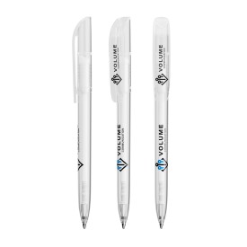 BIC® Super clip balpen - kunststof - zwarte, blauwe inkt - draai mechanisme - transparant