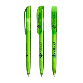 BIC® Super clip balpen - kunststof - zwarte, blauwe inkt - draai mechanisme - transparant