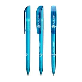BIC® Super clip balpen - kunststof - zwarte, blauwe inkt - draai mechanisme - transparant