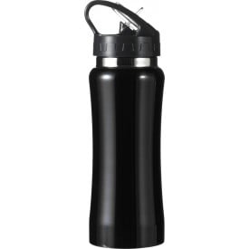 Drinkfles 600ml - RVS - fliptopdop met rietje