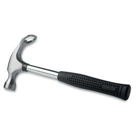 Hamer met flesopener - metaal - rubberen handvat