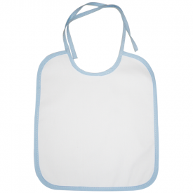 Slabbetje met gekleurde rand en koordsluiting-Wit / baby blauw