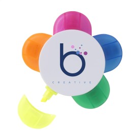 Markeerstift bloem - kunststof - 5 kleuren - fluorescerend