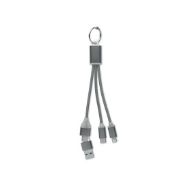 Blue 4 in 1 oplaadkabel - metaal - sleutelhanger-Titanum